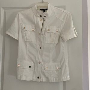 White denim short sleeve jacket